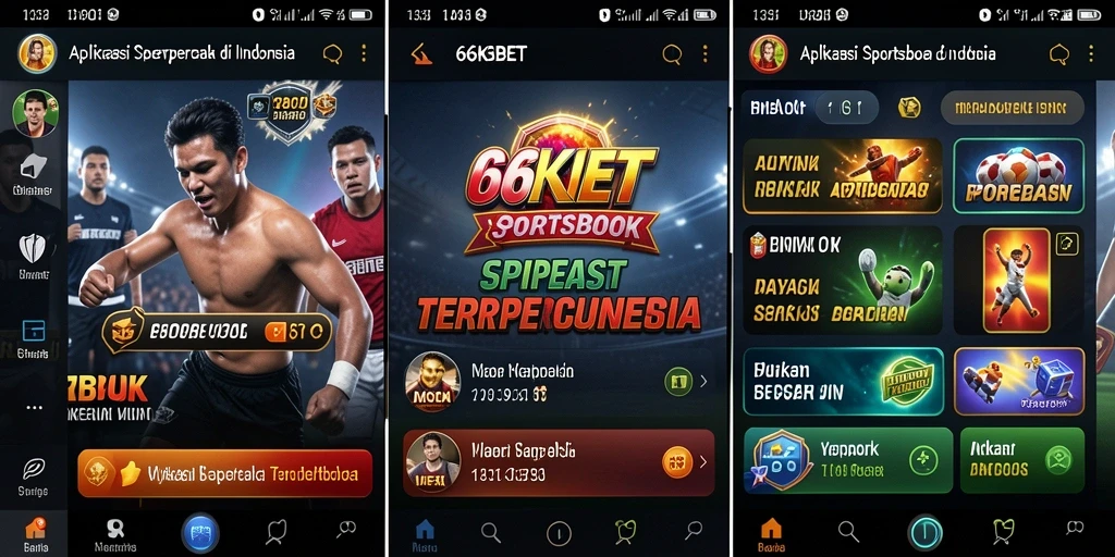Tampilan utama aplikasi 66KBET dengan fitur taruhan olahraga.