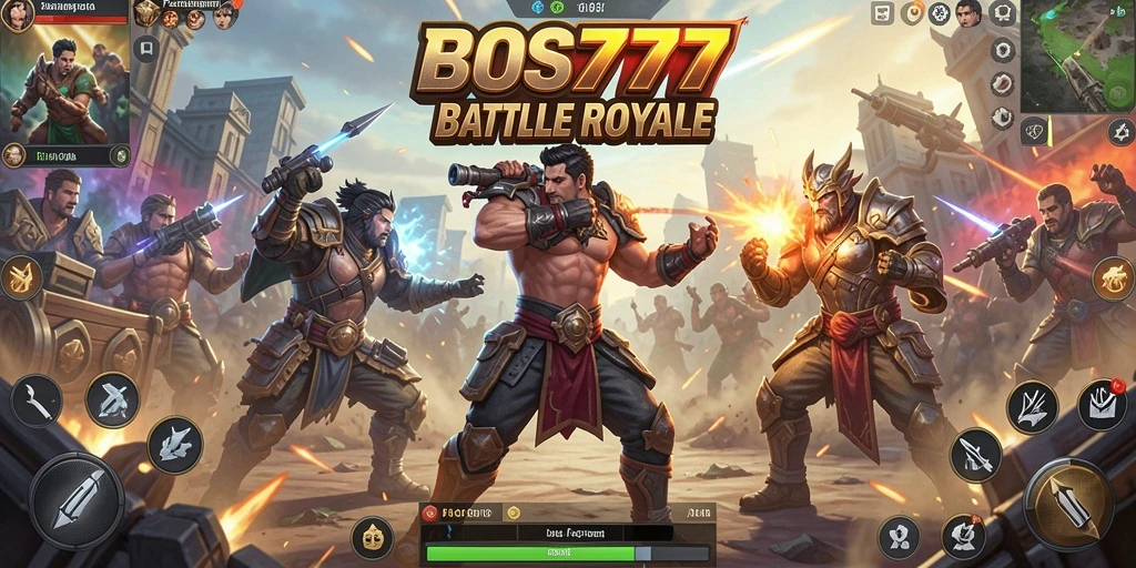 Screenshot utama BOS777 menampilkan aksi Battle Royale yang menarik.