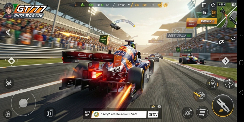 Tampilan gameplay GT777 yang intens dan mendebarkan saat balapan.