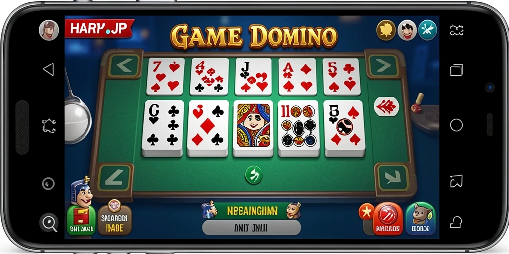 Tampilan menarik dari gameplay HARAPJP yang menampilkan keseruan bermain Domino.