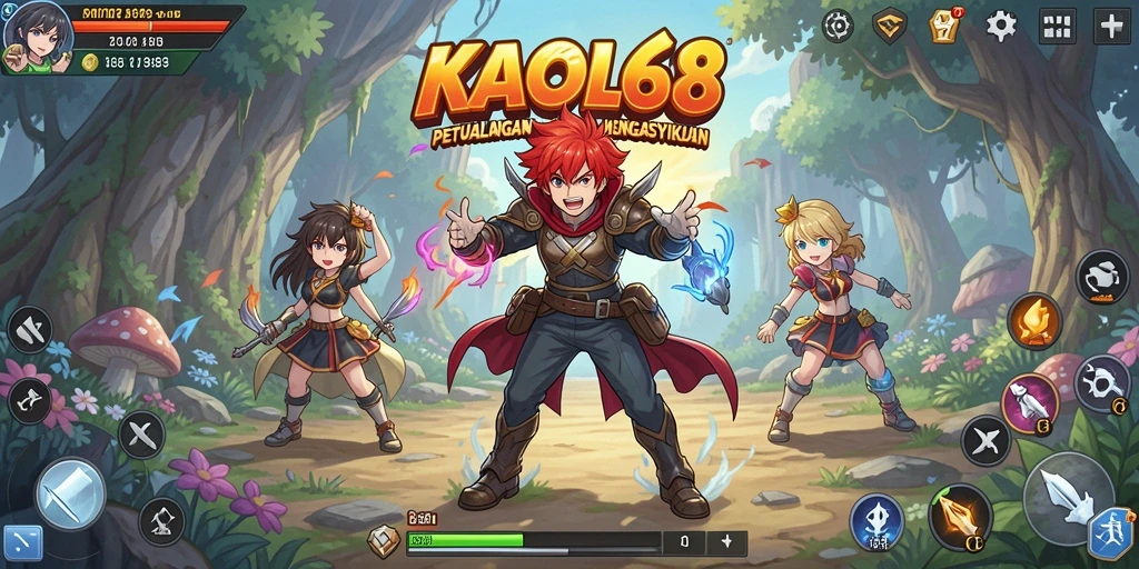Tampilan gameplay seru dalam KAOL68 yang menunjukkan pertempuran karakter anime.