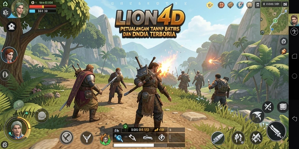 Screenshot gameplay LION4D yang memperlihatkan petualangan seru di dunia terbuka.